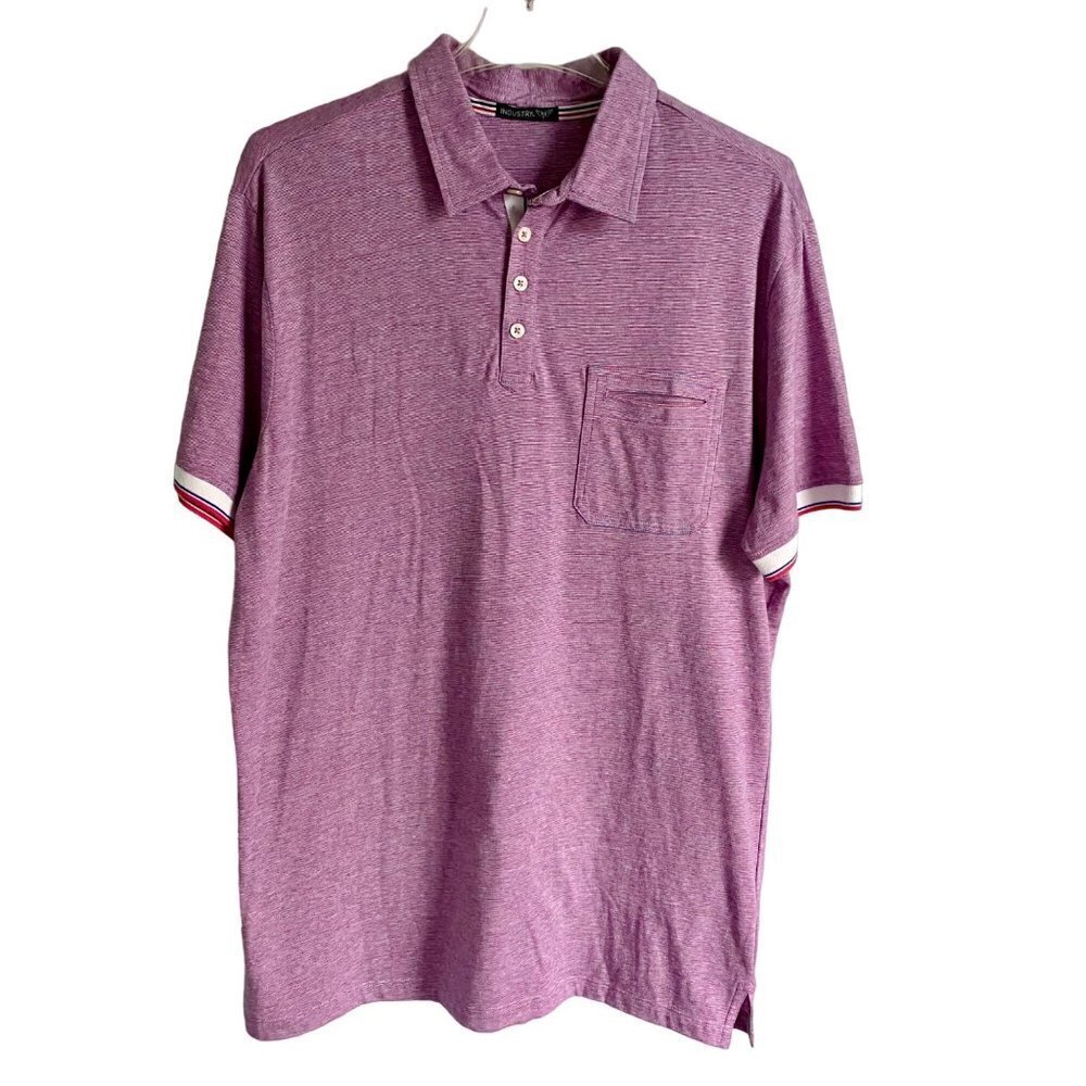 Industry Blue and Red Cotton Men's Polo Shirt Large